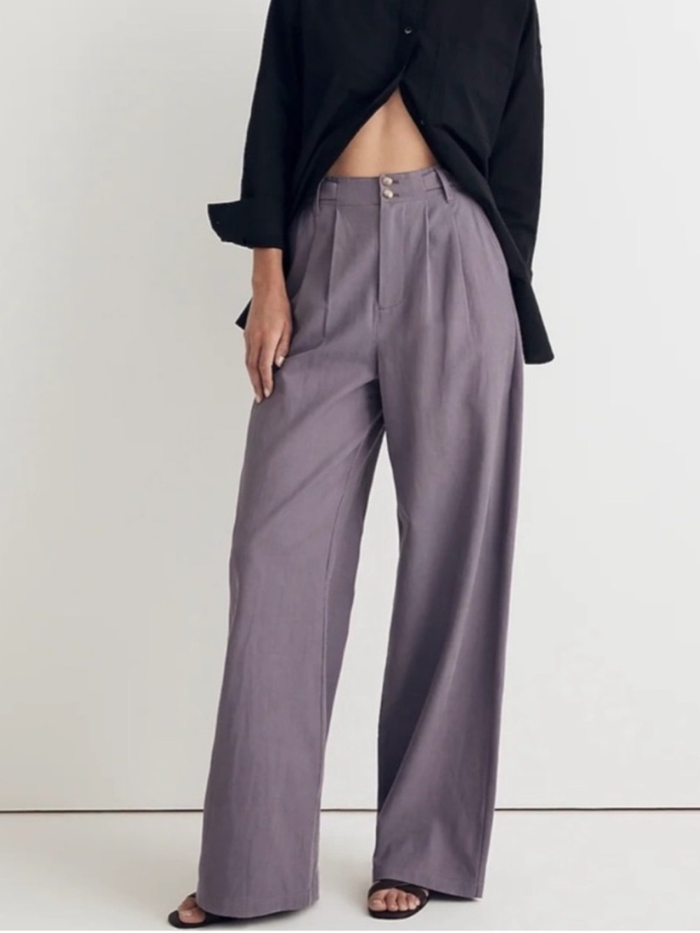 Madewell The Harlow Wide Leg Pants Smoky Grape High Waist Pockets Size 10